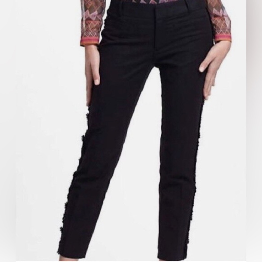 Anthropologie Black Lace Detail Straight Cropped Pants
